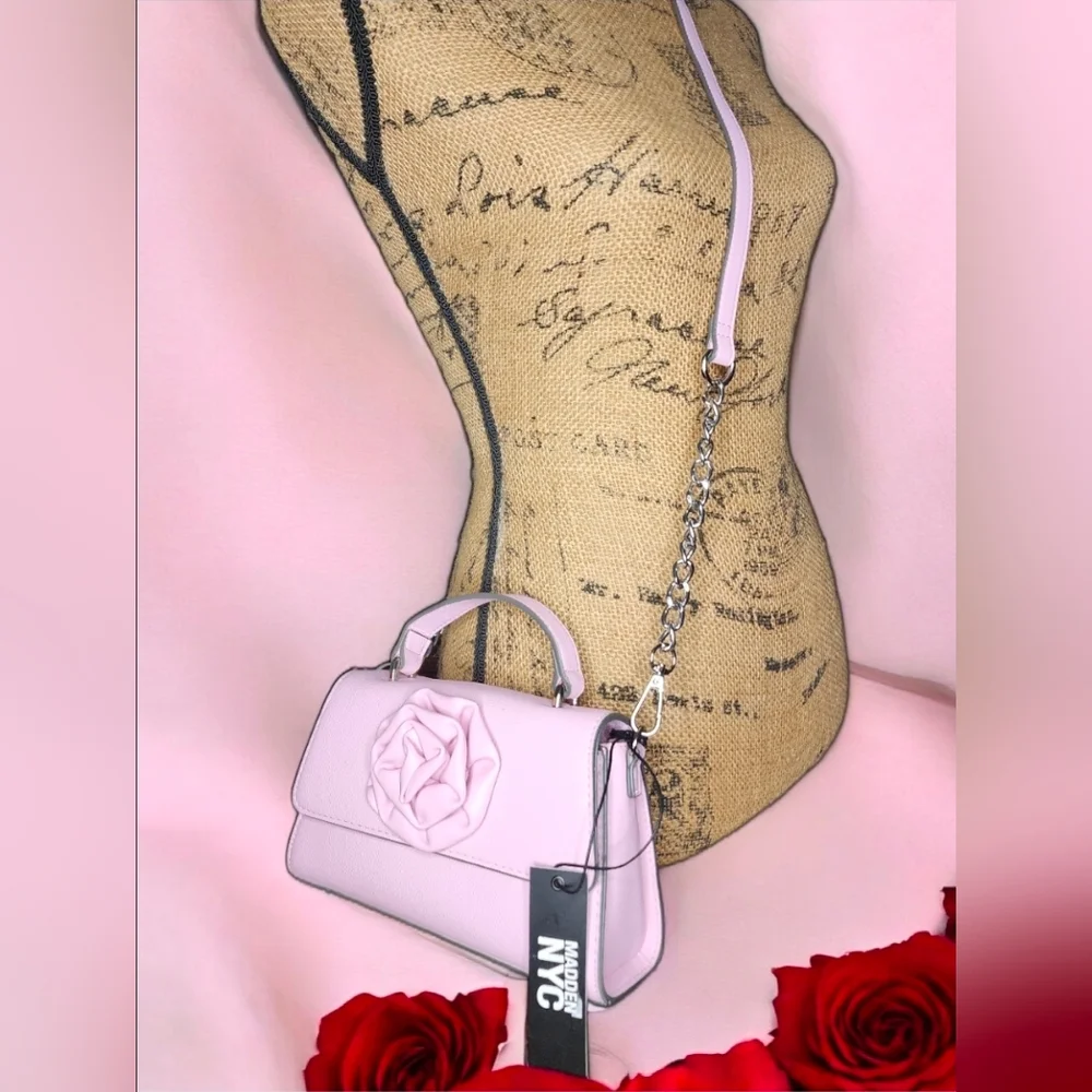 Madden NYC Women's Rosette Top Handle Handbag In Pastel Pink NWT - Picture 10 of 16